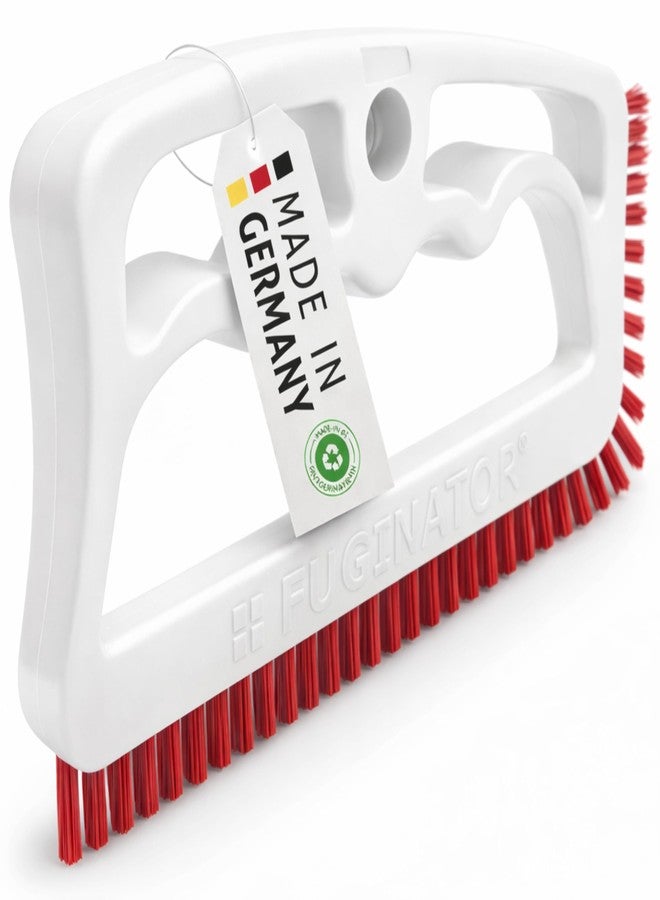 Fugenial FUGINATOR® Grout Brush White/Red - Ergonomic Heavy Duty Cleaning Brush for Bathroom, Shower & Kitchen - Deep Detail Scrubber for Wall & Floor Tiles, Crevices & Tight Spaces - Made in Germany - Image 1
