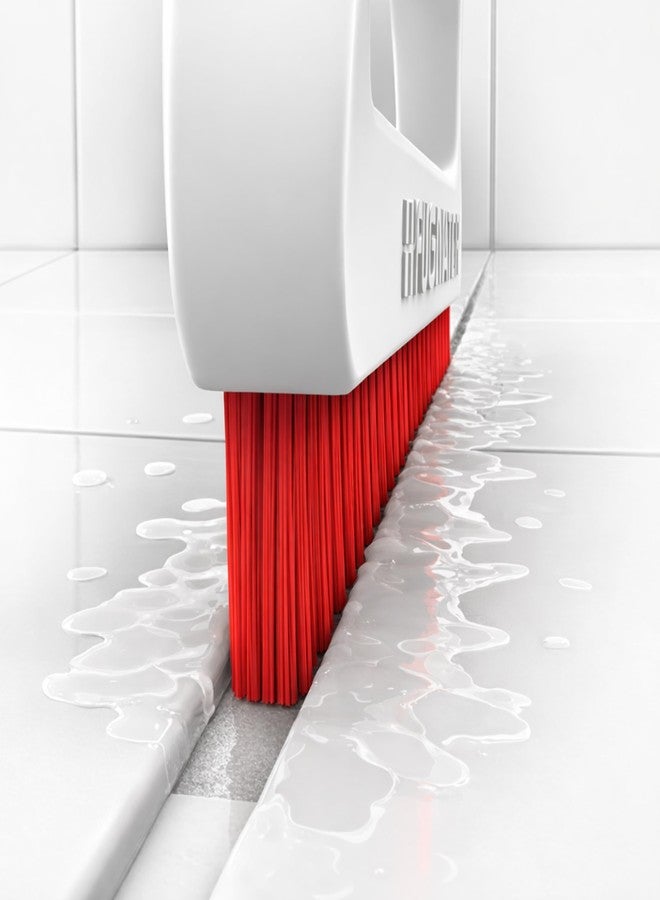 Fugenial FUGINATOR® Grout Brush White/Red - Ergonomic Heavy Duty Cleaning Brush for Bathroom, Shower & Kitchen - Deep Detail Scrubber for Wall & Floor Tiles, Crevices & Tight Spaces - Made in Germany - Image 4