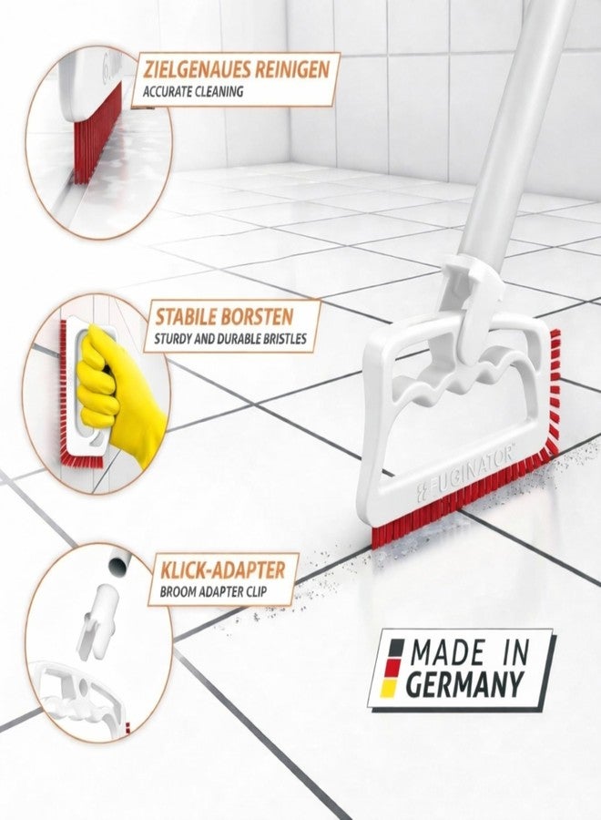 Fugenial FUGINATOR® Grout Brush White/Red - Ergonomic Heavy Duty Cleaning Brush for Bathroom, Shower & Kitchen - Deep Detail Scrubber for Wall & Floor Tiles, Crevices & Tight Spaces - Made in Germany - Image 5