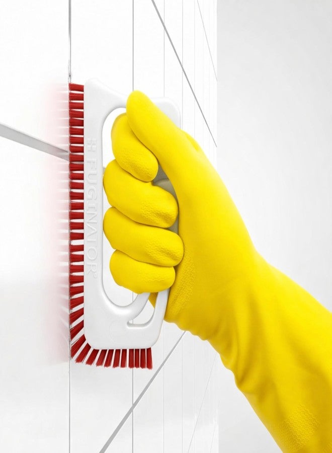 Fugenial FUGINATOR® Grout Brush White/Red - Ergonomic Heavy Duty Cleaning Brush for Bathroom, Shower & Kitchen - Deep Detail Scrubber for Wall & Floor Tiles, Crevices & Tight Spaces - Made in Germany - Image 2