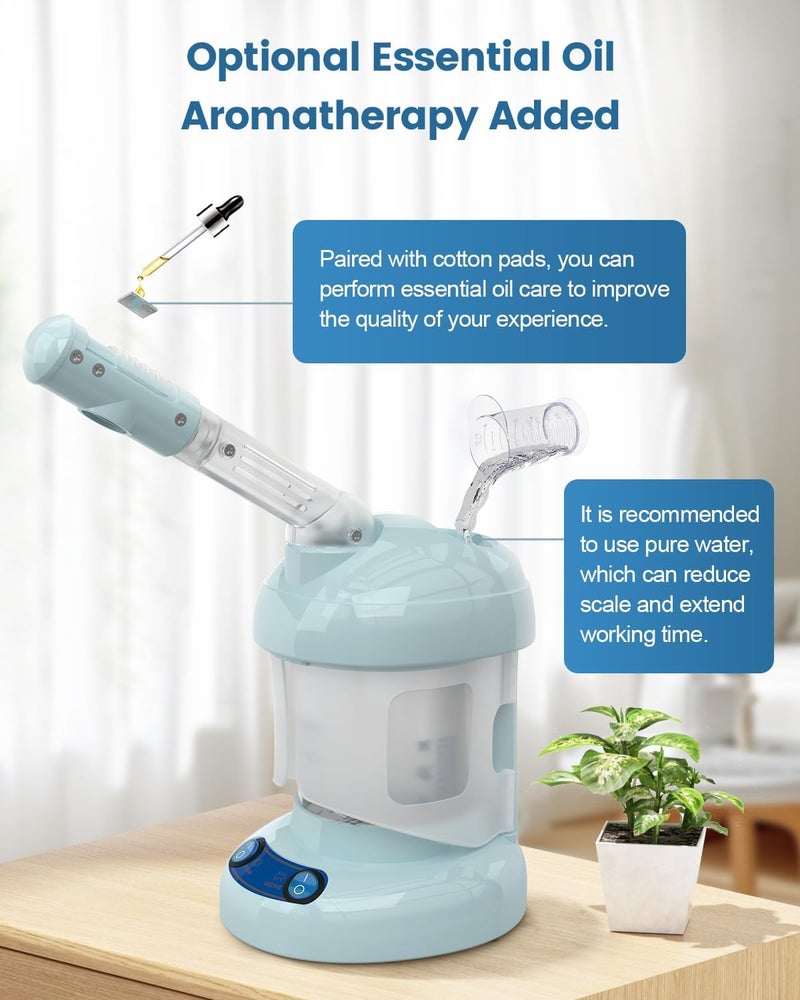 Kingsteam Tabletop Facial Steamer - Ozone Steamer with 360° Rotatable Arm - Professional Nano Ionic Facial Steamer for Deep Cleaning - Portable for Personal Care Use at Home or Salon, Blue - Image 4