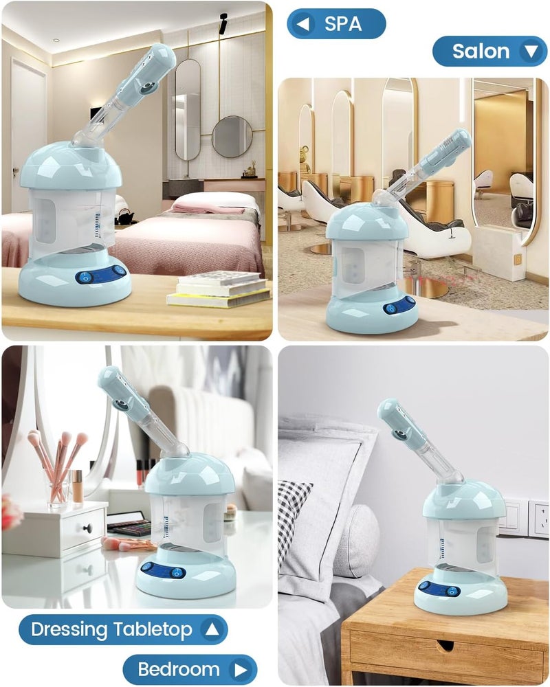 Kingsteam Tabletop Facial Steamer - Ozone Steamer with 360° Rotatable Arm - Professional Nano Ionic Facial Steamer for Deep Cleaning - Portable for Personal Care Use at Home or Salon, Blue - Image 5
