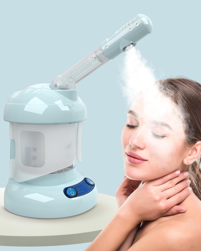 Kingsteam Tabletop Facial Steamer - Ozone Steamer with 360° Rotatable Arm - Professional Nano Ionic Facial Steamer for Deep Cleaning - Portable for Personal Care Use at Home or Salon, Blue - Image 1