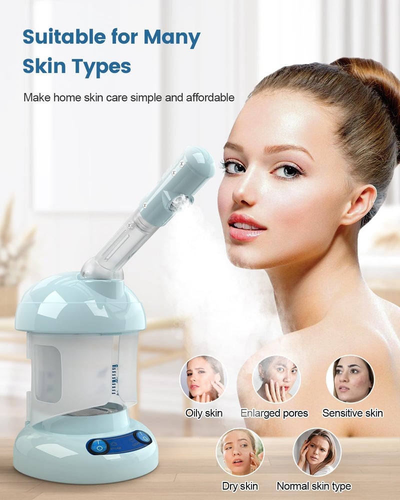 Kingsteam Tabletop Facial Steamer - Ozone Steamer with 360° Rotatable Arm - Professional Nano Ionic Facial Steamer for Deep Cleaning - Portable for Personal Care Use at Home or Salon, Blue - Image 3