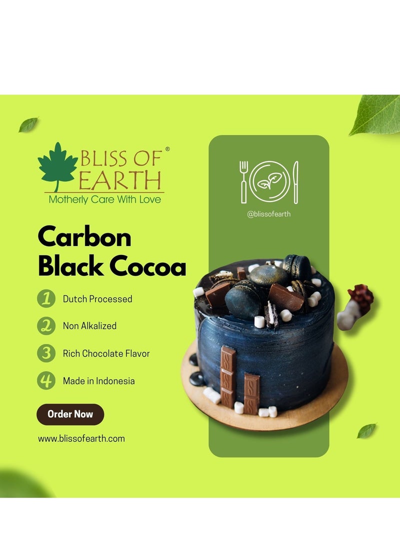 BLISS OF EARTH Black Cocoa Powder Natural and Unsweetened Carbon Black & Dark Roast Perfect for Cooking & Baking Cakes Biscuits Oreo Chocolates Smoothies 100GM  - Image 2