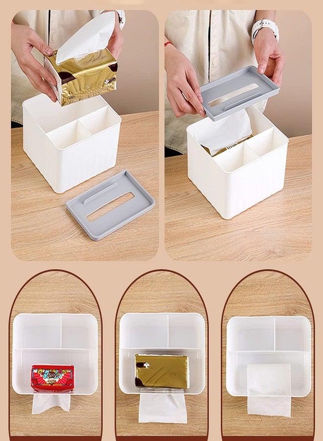 wolpin Desk Organizer Drawers 4 Compartment Pen & Pencil Stand Stationery Storage Tissue Box Holder Home and Office Stationery Box Phone Holder - Image 5