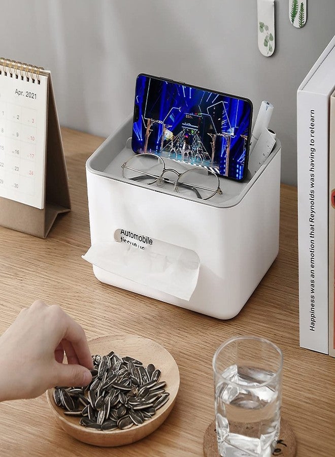 wolpin Desk Organizer Drawers 4 Compartment Pen & Pencil Stand Stationery Storage Tissue Box Holder Home and Office Stationery Box Phone Holder - Image 1