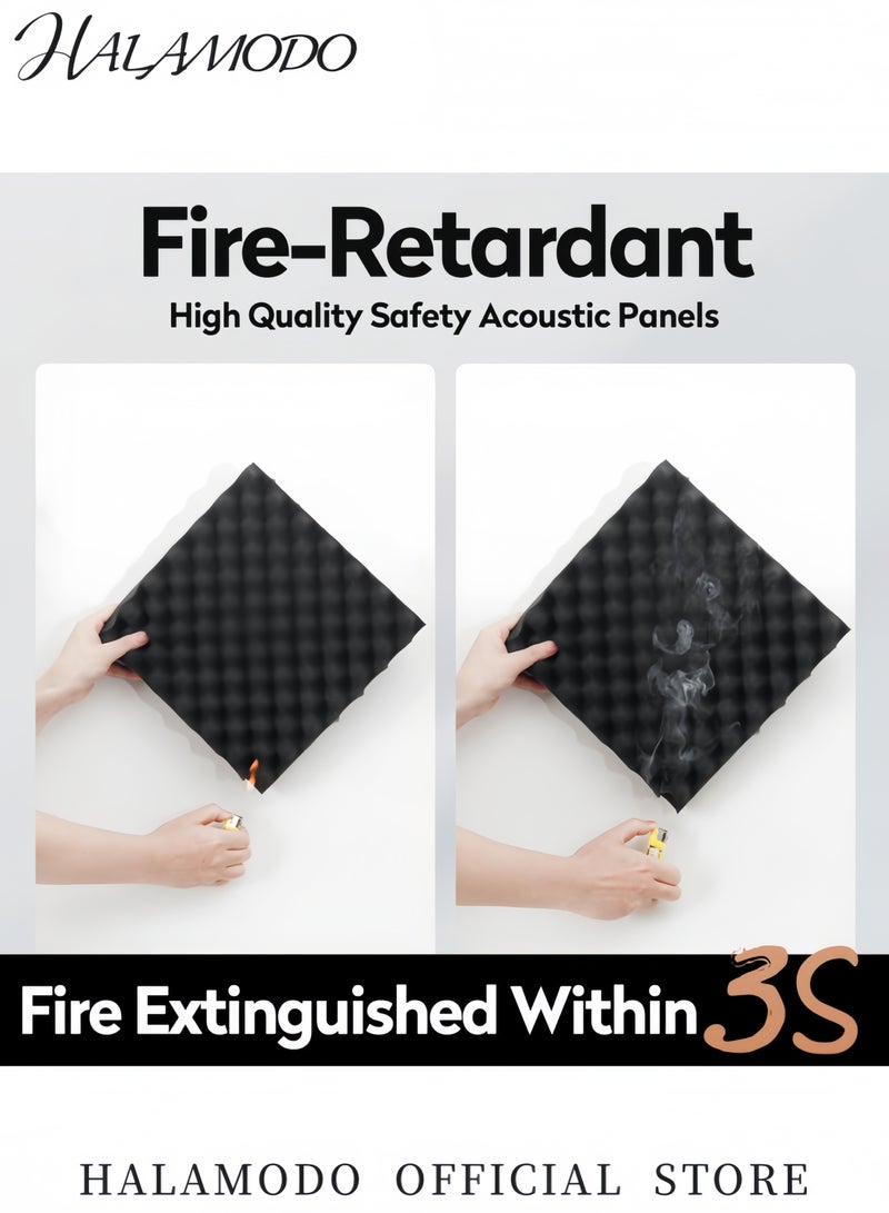 هالامودو عبوة من 12 لوحًا إسفنجيًا صوتيًا تصميم على شكل قفص بيض عازل للصوت وسائد امتصاص صوت عالية الكثافة لتقليل الضوضاء ألواح صوتية مقاومة للحريق للاستوديوهات والمكاتب والمنازل - Image 5