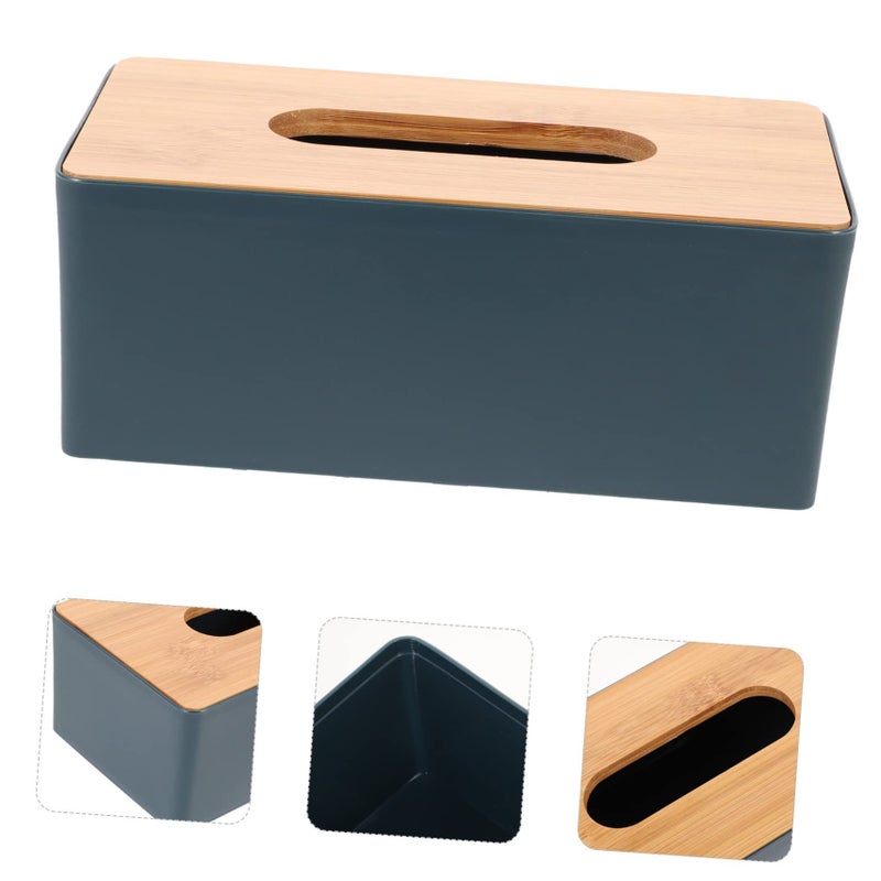 Green Tissue Box Cover With Lid Frosted Surface Organizer For Home Office Car - Image 4