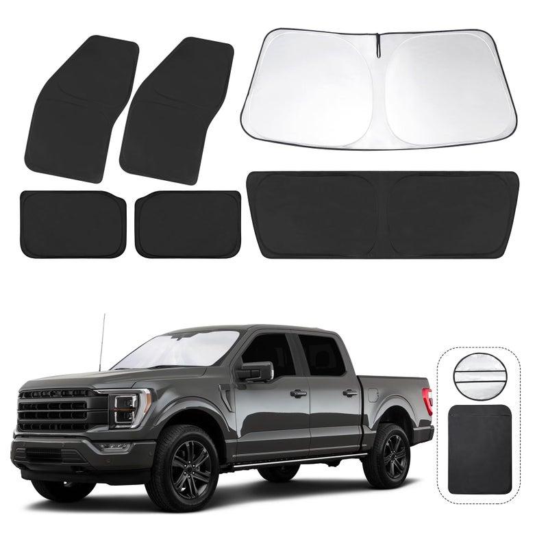 TINGLU Window Shades for Ford F150 4Door 20212024 2025 Accessories Car Side Full Windows Rear Triangular Windshield Sun Shade Sun UV Rays Privacy Protection for CampingNappingand Relaxing 6PCS