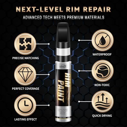 xdotoar Matte Black Rim Touch Up Paint, Efficient Wheel Paint Pen for Metal, Also Match Flat Black, Quick and Easy Repair Curb Rash, Car, Faucet and More, Universal and Color Accurate, Long lasting - Image 2