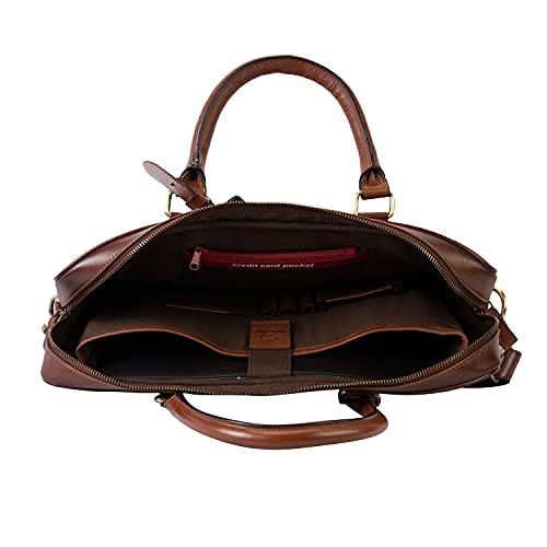 BROWN BEAR Business Class leather Laptop Messenger Bag for Men Fit 15.6 inch Laptop with Convenient Removable Strap, Brown - Image 5