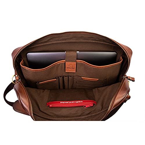 BROWN BEAR Business Class leather Laptop Messenger Bag for Men Fit 15.6 inch Laptop with Convenient Removable Strap, Brown - Image 4