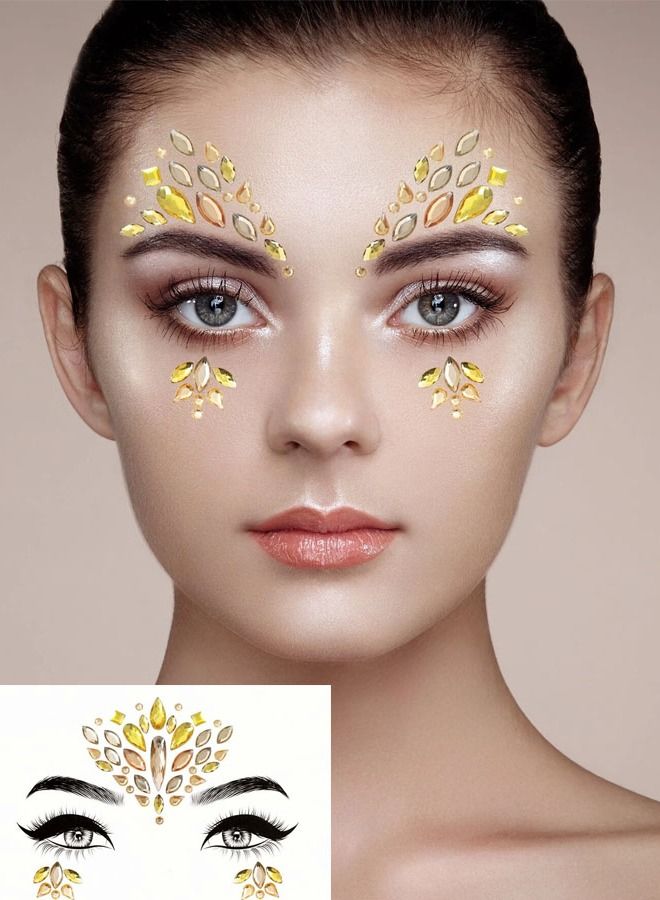 Self-adhesive crystal face tattoo stickers for face decoration for parties and events - Image 1