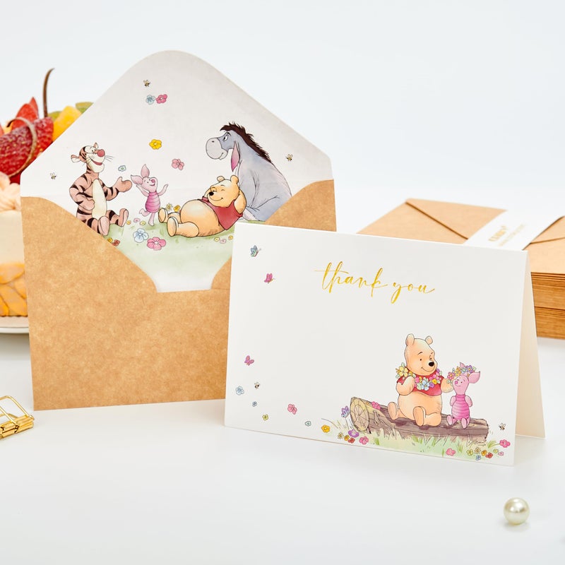 Crisky Gold Foil Winnie the Pooh Thank You Cards with Envelopes and Stickers, 50 Pack Animal Thank You Cards for Baby Showers, Birthdays, Friendsgiving - Image 3