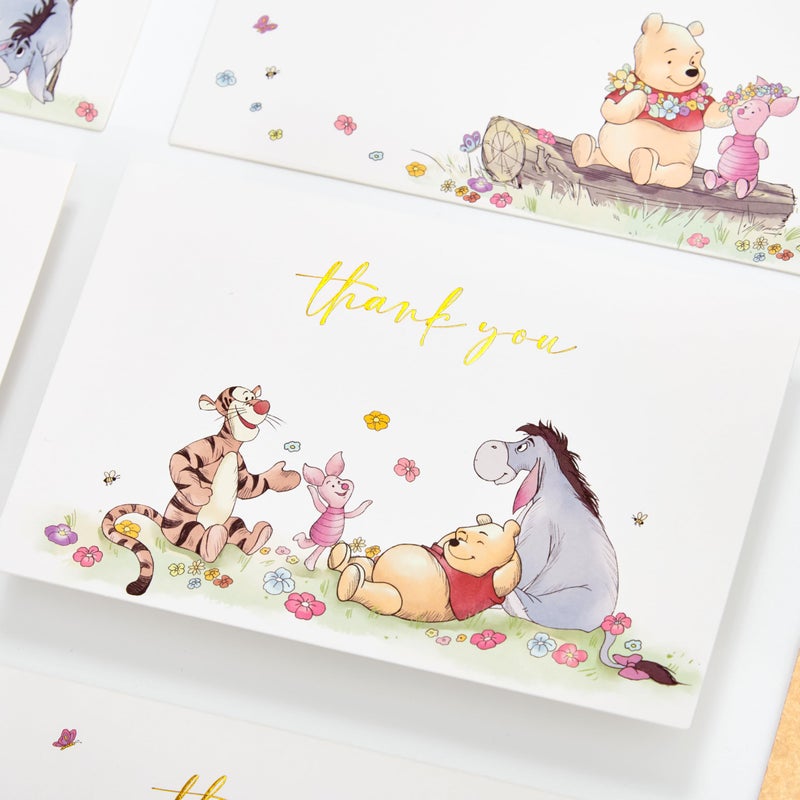 Crisky Gold Foil Winnie the Pooh Thank You Cards with Envelopes and Stickers, 50 Pack Animal Thank You Cards for Baby Showers, Birthdays, Friendsgiving - Image 4
