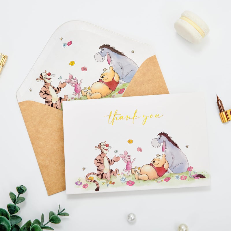 Crisky Gold Foil Winnie the Pooh Thank You Cards with Envelopes and Stickers, 50 Pack Animal Thank You Cards for Baby Showers, Birthdays, Friendsgiving - Image 5