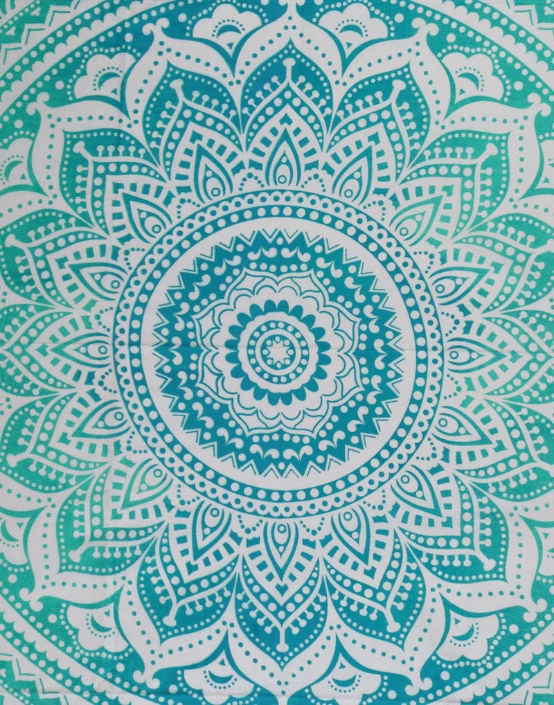 VKMarotia VKMarotia Ombre Mandala Bohemian Hippie College Room Dorm Tapestry Single Bedsheet Beach Towel Picnic mat Decoration Green Twin - Image 3