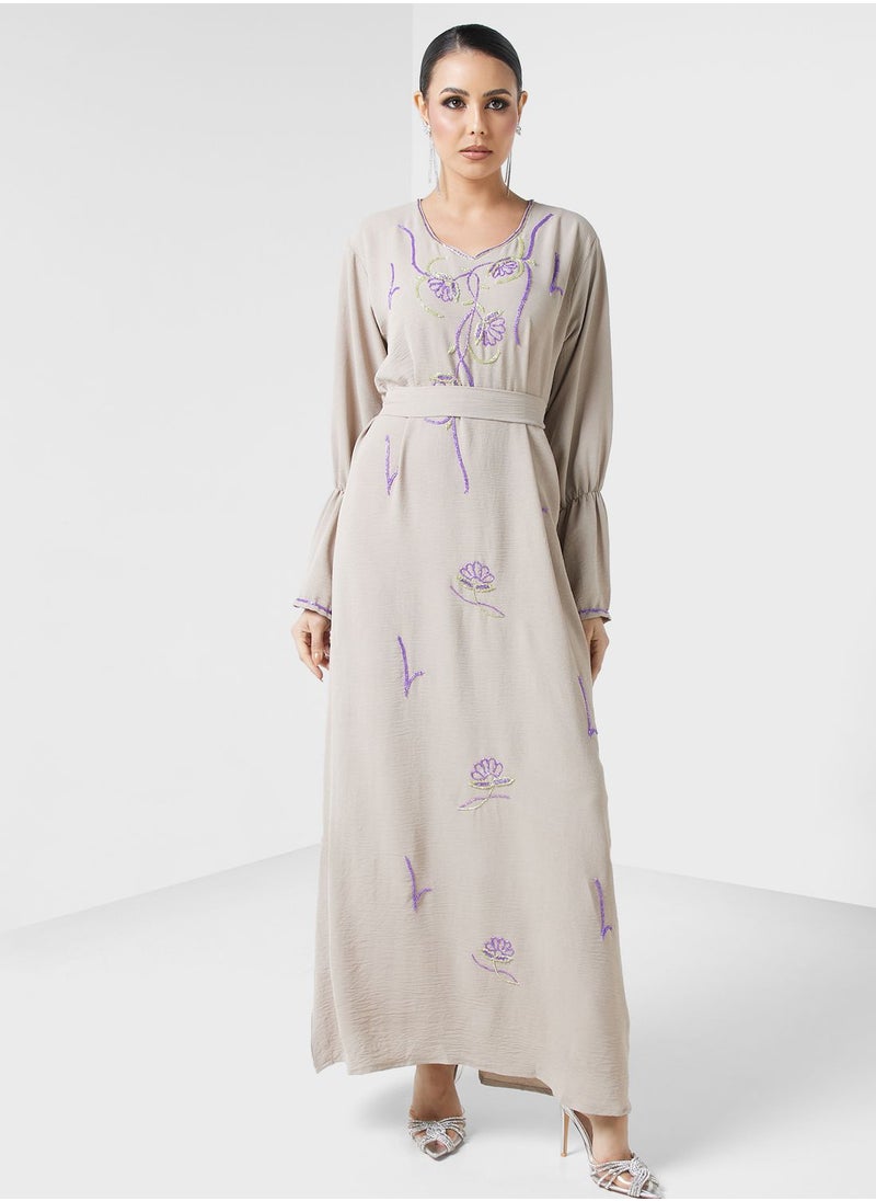 hayas closet - Embellished Belted Jalabiya - Image 1