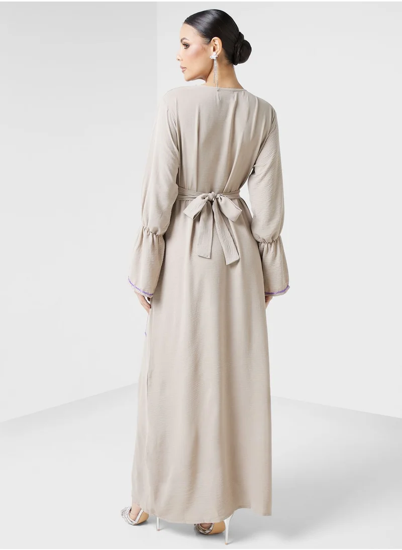 hayas closet Embellished Belted Jalabiya