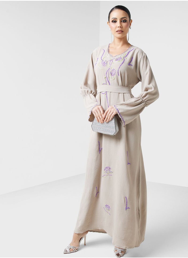 hayas closet - Embellished Belted Jalabiya - Image 1