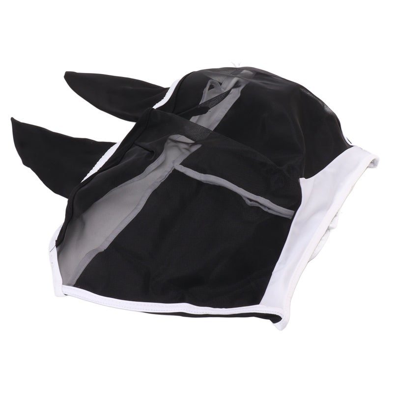 Horse Fly Mask: Black Size L Breathable Stretch Mesh - UV Protection Fly Mask With Ears for Horse Riding Turnout Summer Care - Image 4