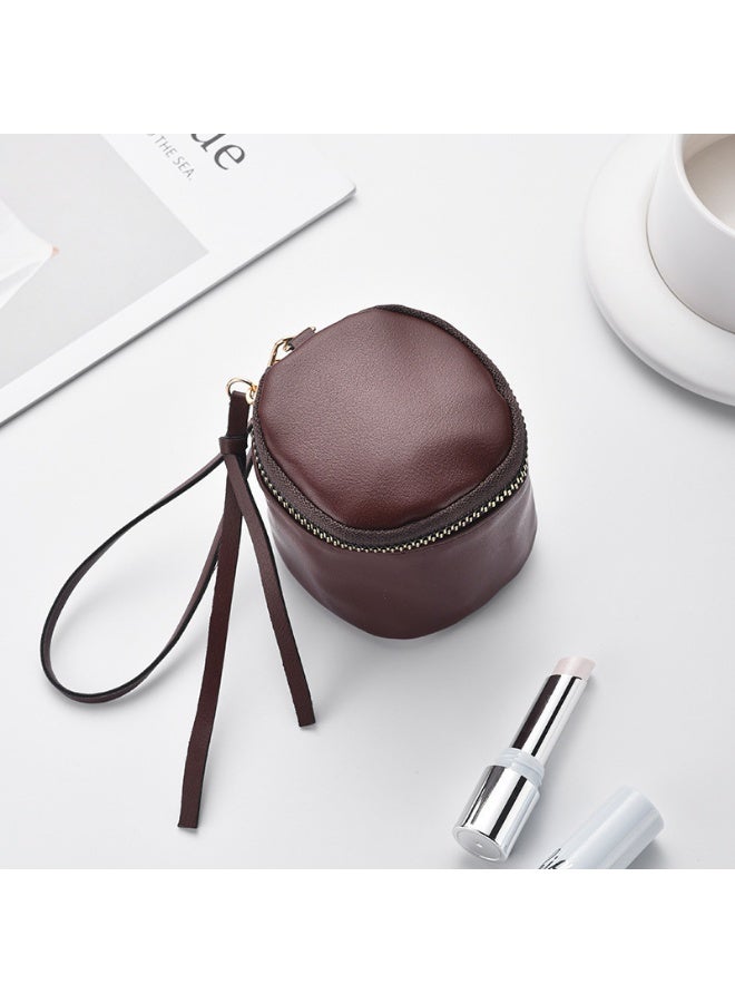 محفظة نقود صغيرة من الجلد الصناعي على الطراز القديم، منظم أحمر شفاه محمول، حقيبة يد بسحاب للنساء، للاستخدام اليومي والسفر - Image 2