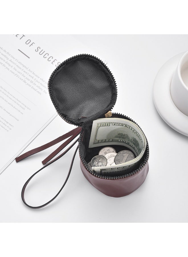 محفظة نقود صغيرة من الجلد الصناعي على الطراز القديم، منظم أحمر شفاه محمول، حقيبة يد بسحاب للنساء، للاستخدام اليومي والسفر - Image 4