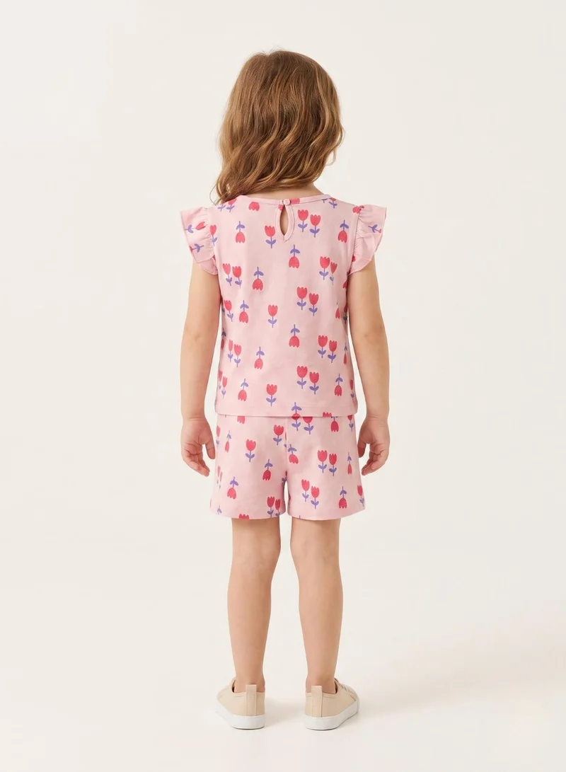 بيبي كلو Girls Pink Tulip Print Shorts Set