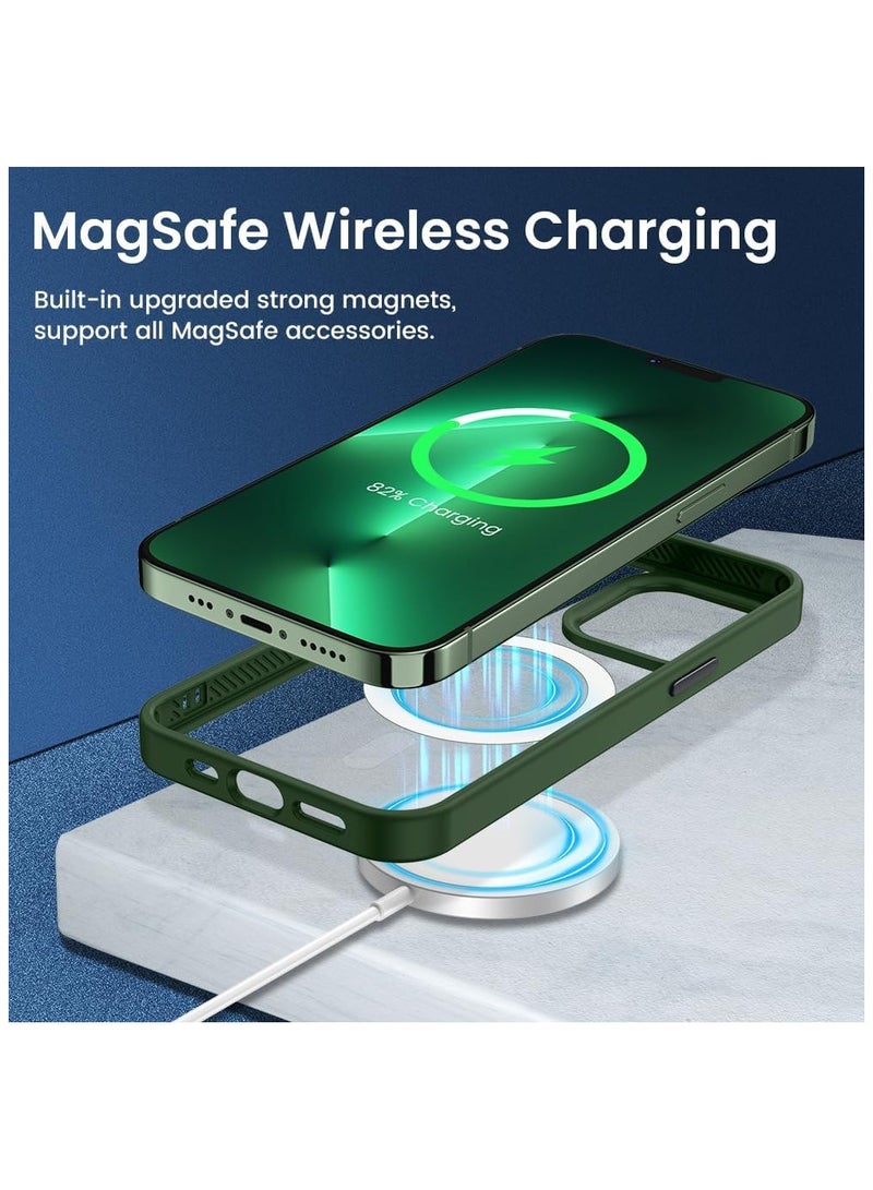 أكاليكس حافظة مغناطيسية لهاتف iPhone 11 Pro Max، متوافقة مع MagSafe، غطاء فاخر مطلي، حافظة هاتف شفافة ناعمة من مادة TPU مقاومة للصدمات، (أخضر) - Image 3