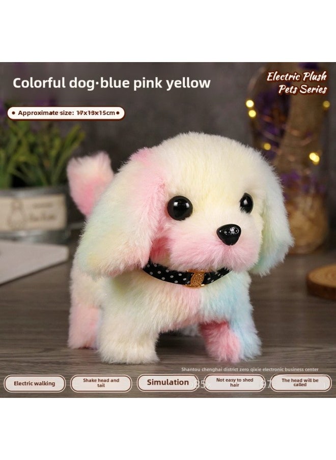 Electronic Pet Toy Dog Cat Interactive Intelligent Robot Pets Smart Puppy Kitten Playmate Automatic Feeder-Color:Colored Dog (Blue Pink Yellow)-Specifications:Naked  - Image 1