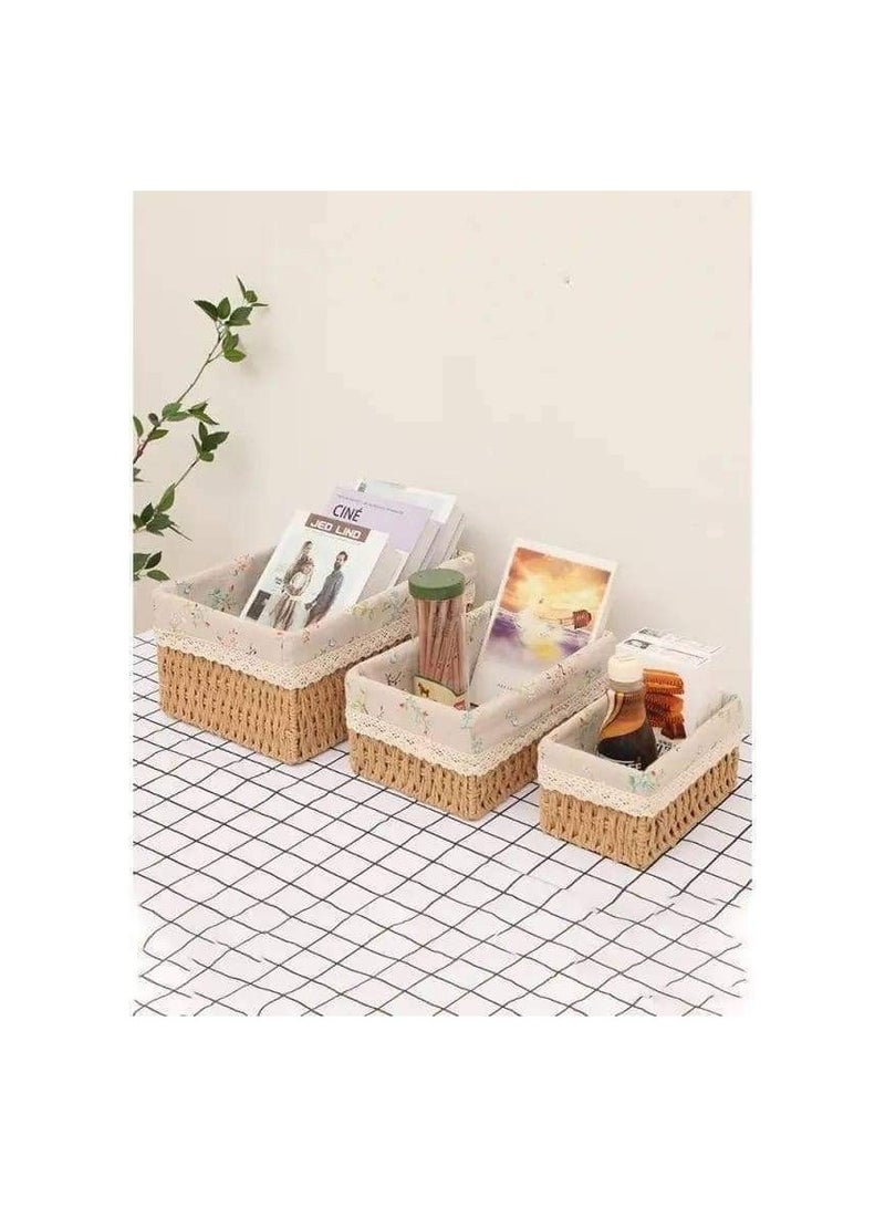 Rattan basket set, 3-piece set, available in off-white color IR  - Image 4