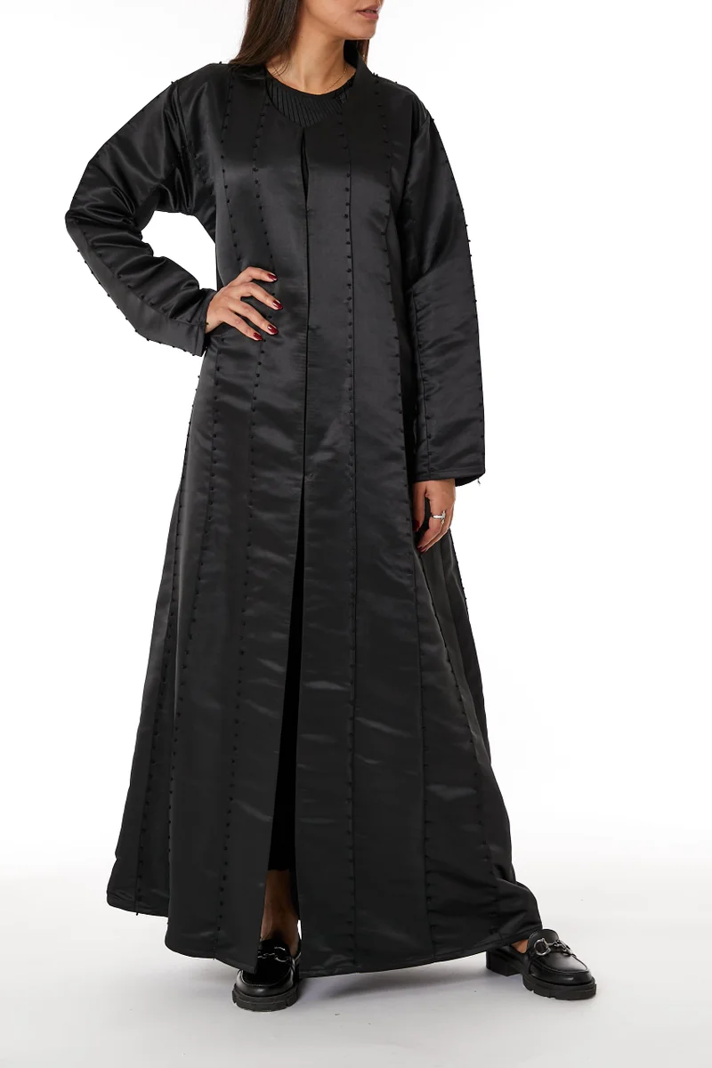 Moistreet Satin Round Neck Abaya