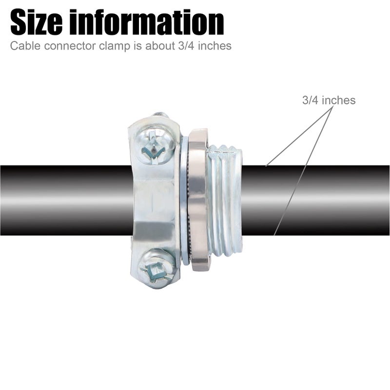 Fuzbaxy 10Pcs 3/4Inch Clamp Type Cable Connectors For Metallic Conduit Protect Cables Silver - Image 3