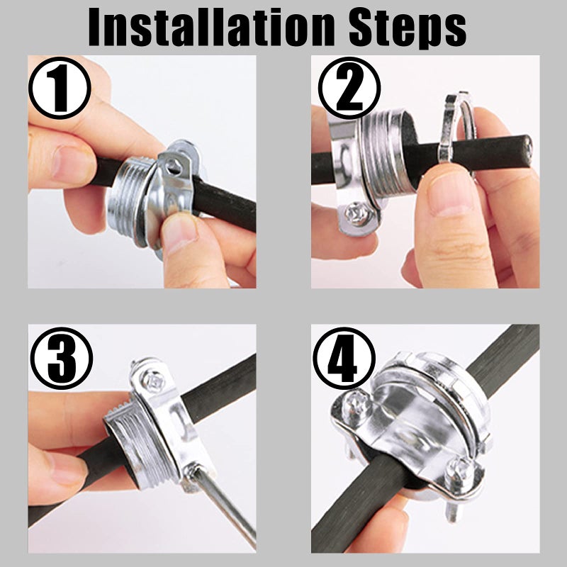Fuzbaxy 10Pcs 3/4Inch Clamp Type Cable Connectors For Metallic Conduit Protect Cables Silver - Image 5
