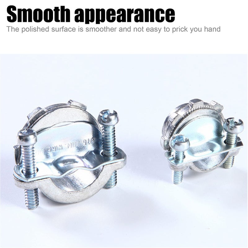 Fuzbaxy 10Pcs 3/4Inch Clamp Type Cable Connectors For Metallic Conduit Protect Cables Silver - Image 2