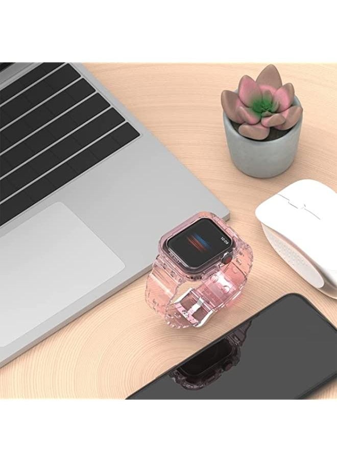 Generic - Band For Apple Watch Ultra 49mm Armor Integrated TPU Watch Band Transparent Pink - Image 1