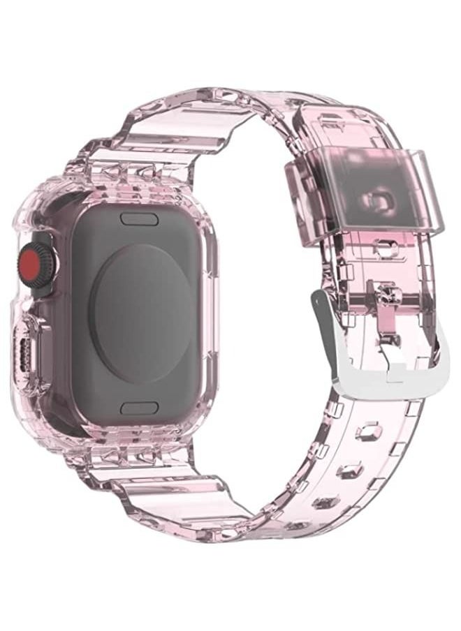 Generic - Band For Apple Watch Ultra 49mm Armor Integrated TPU Watch Band Transparent Pink - Image 1