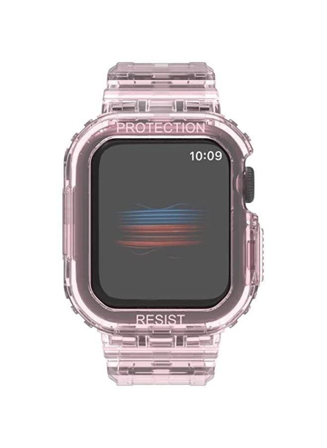Generic - Band For Apple Watch Ultra 49mm Armor Integrated TPU Watch Band Transparent Pink - Image 1