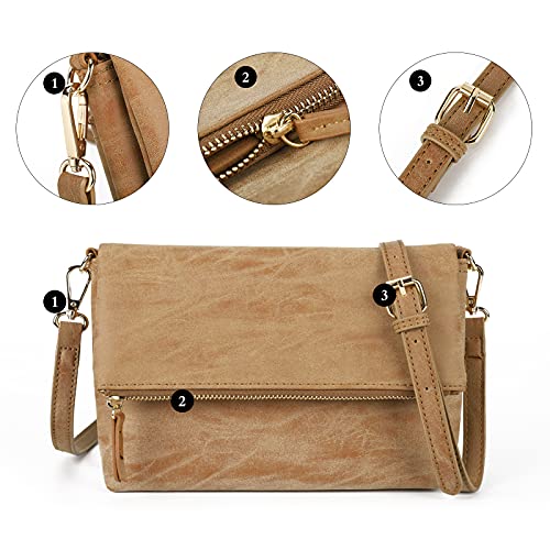Gladdon Small Crossbody bags for Women Cross body Purse Shoulder Bag Light Brown - Image 3