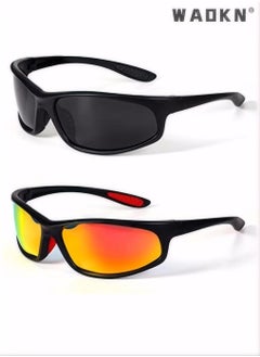 WAOKN Polarized Sunglasses, Sports Trendy Sunglasses, for Men Womens Sunglasses Polarized UV Protection Non-Slip, for Driving Cycling Fishing Running,Golf Climbing Sports 2 Pairs  - Image 1