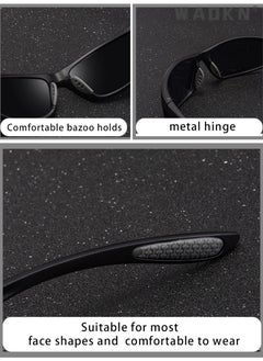 WAOKN Polarized Sunglasses, Sports Trendy Sunglasses, for Men Womens Sunglasses Polarized UV Protection Non-Slip, for Driving Cycling Fishing Running,Golf Climbing Sports 2 Pairs  - Image 2