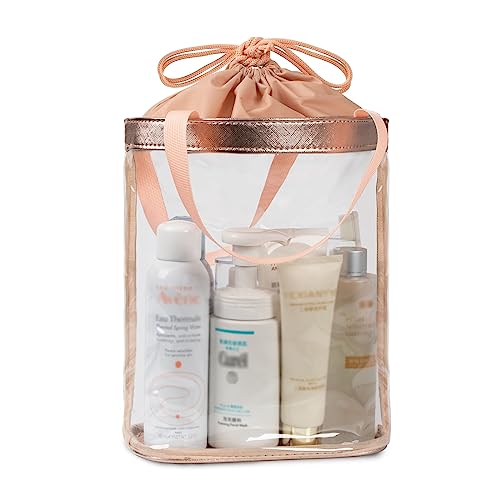 onemoky Clear Makeup Bag, Travel Toiletry Bag for Women, TSA Approved Toiletry Bag, Waterproof Clear bag Cosmetic Pouch,Transparent Makeup Organizer, Carry on Airport Airline Compliant - Image 1
