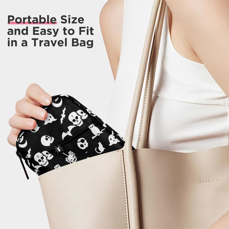 Skull Black Art Pill Case Travel Pill Organizer Weekly 7 Day Portable with Zipper Medicine Box Pill Case for Vitamins, Birth Control,Fish Oils,Medication, Supplements - Image 5