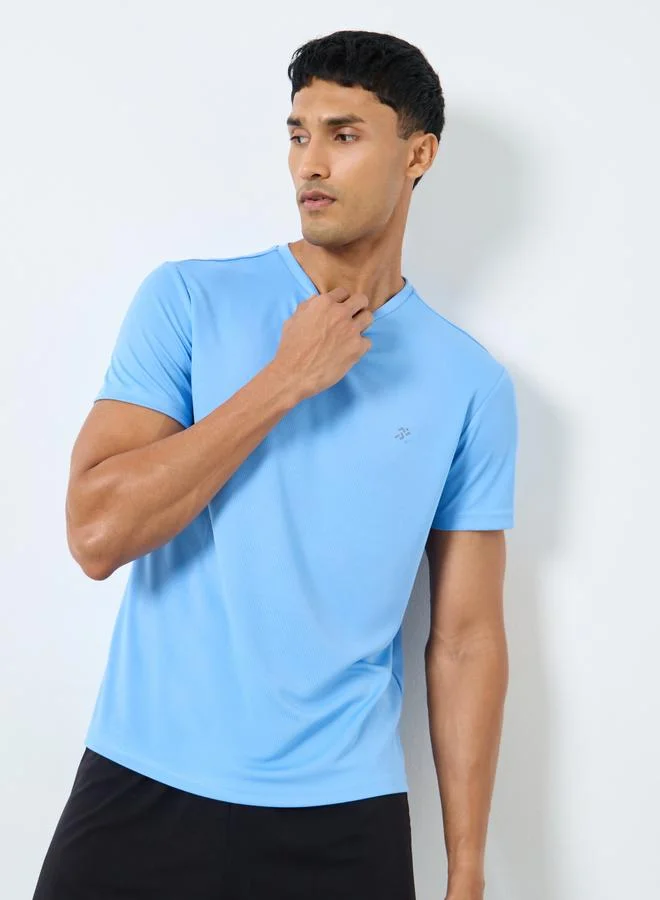 Styli Styli Textured T-Shirt and Shorts Sports Fitness Set