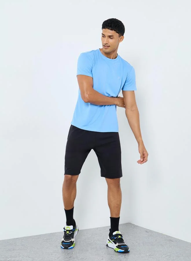 Styli Active Textured T-Shirt and Shorts Sports Fitness Set