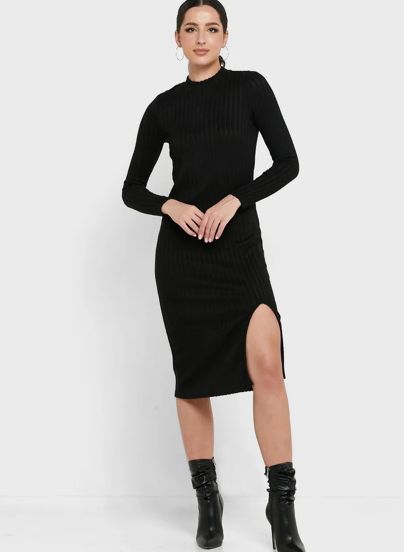 VERO MODA Ribbed Slit Dress