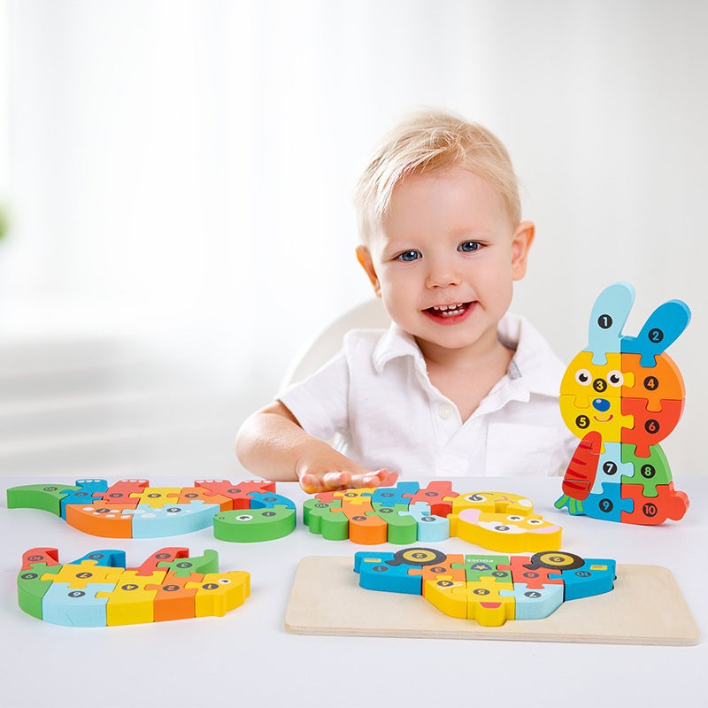 Wooden Early Childhood Education Three-Dimensional Puzzle Building Blocks Animal Traffic Cognition Puzzle Baby Intelligence Development Toy - Image 3