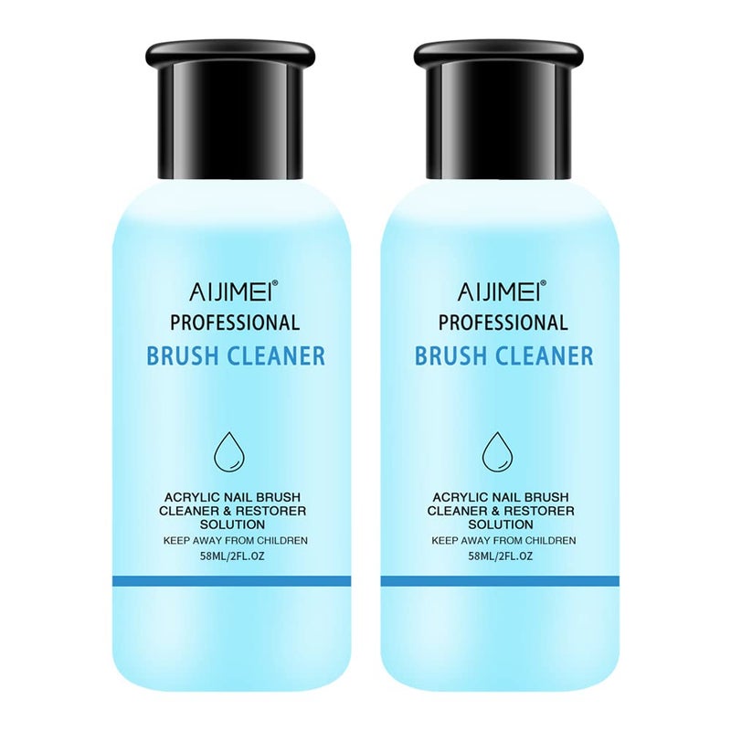 AIJIMEI Acrylic Nail Brush Cleaner Acrylic Brush Cleaners Liquid Acrylic Paint Brush Cleaner Nails Artist Acrylic 2PCS 58ml/2 FL.OZ - Image 1
