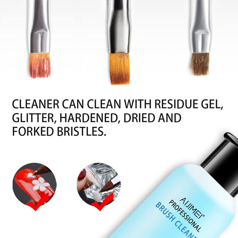 AIJIMEI Acrylic Nail Brush Cleaner Acrylic Brush Cleaners Liquid Acrylic Paint Brush Cleaner Nails Artist Acrylic 2PCS 58ml/2 FL.OZ - Image 4